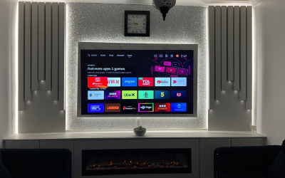 Bespoke Space media wall with integrated RGB LED backlighting.